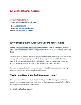 How to Buy Verified Binance Account Safely