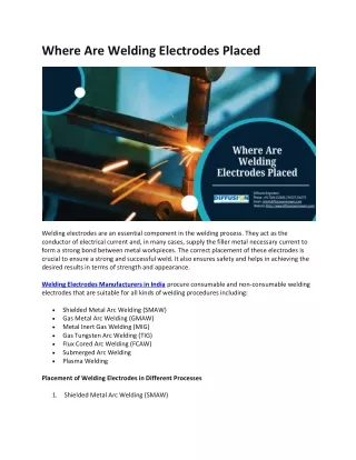 Where Are Welding Electrodes Placed