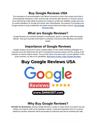 Best Place To Buy Google Reviews USA From $6 | 100% Safe