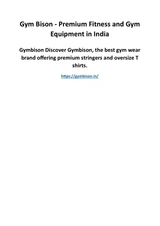 Gym Bison - Premium Fitness and Gym Equipment in India