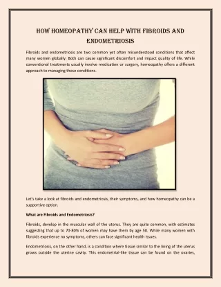 How Homeopathy Can Help with Fibroids and Endometriosis