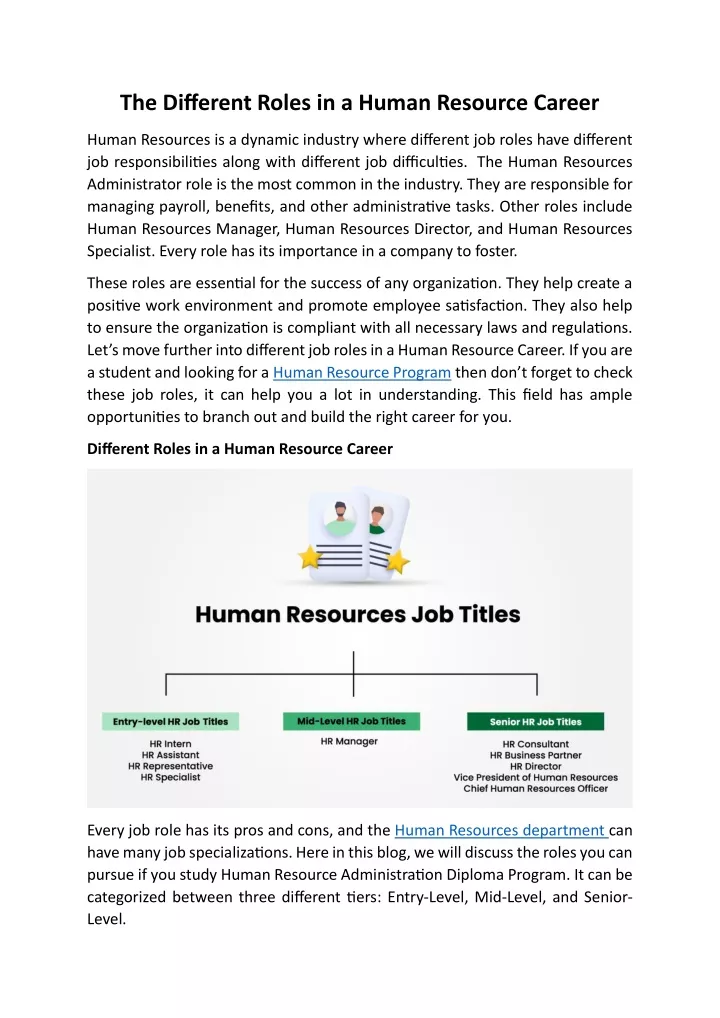 the different roles in a human resource career