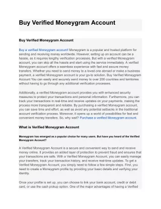 Buy Verified Moneygram Account