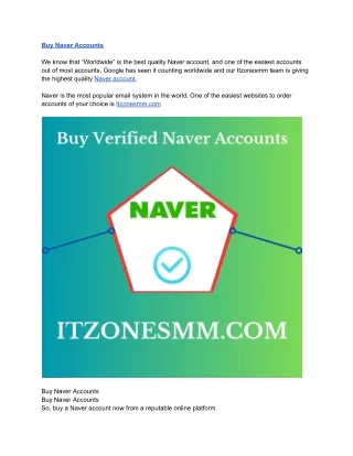 Buy naver account - 100% Safe And Verified