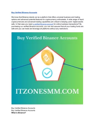 Buy Verified Binance Account Real Id/Document Verified