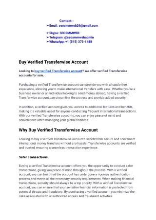 The Best Place to Buy Verified  Transferwise Account