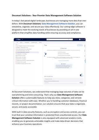 docsmart solutions your premier data management