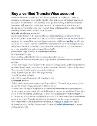 Buy a verified TransferWise account