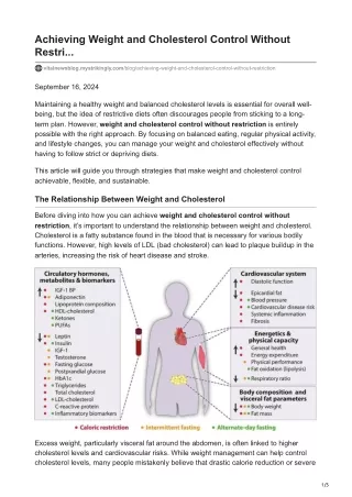 vitalnewsblog.mystrikingly.com-Achieving Weight and Cholesterol Control Without Restri