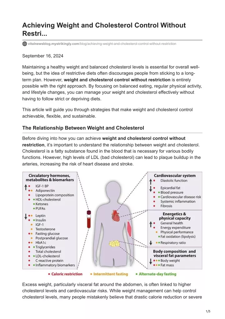 achieving weight and cholesterol control without