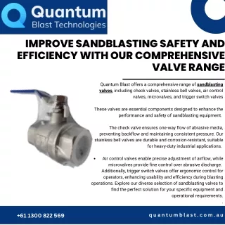 Improve Sandblasting Safety and Efficiency with Our Comprehensive Valve Range