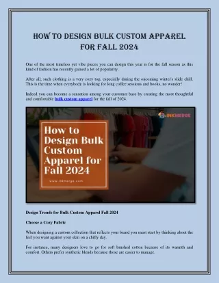 How To Design Bulk Custom Apparel For Fall 2024