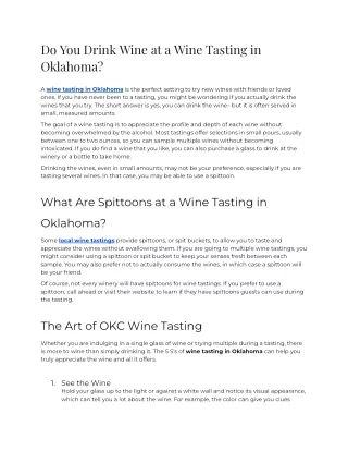 Do You Drink Wine at a Wine Tasting in Oklahoma
