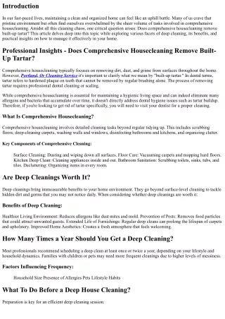 Professional Insights - Does Comprehensive Housecleaning Remove Built-Up Tartar?