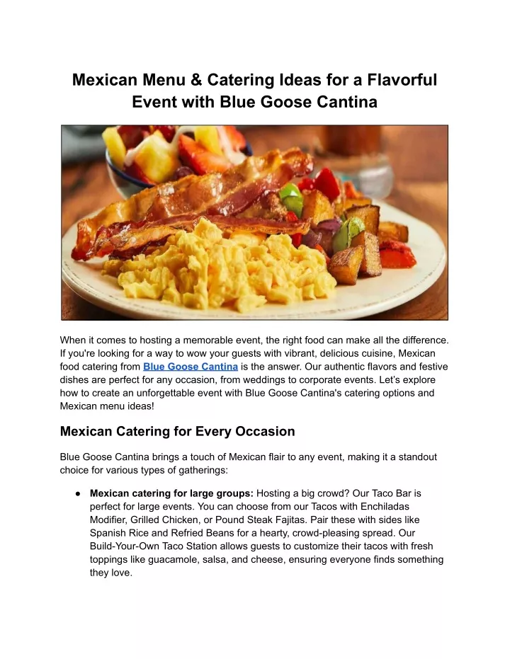 mexican menu catering ideas for a flavorful event