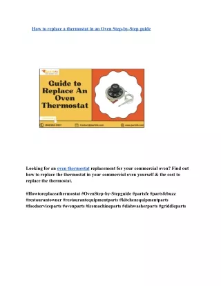 How to replace a thermostat in an Oven Step-by-Step guide