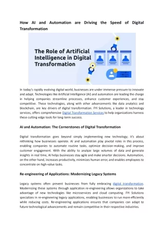 How AI and Automation are Driving the Speed of Digital Transformation