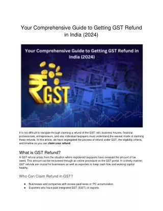 Your Comprehensive Guide to Getting GST Refund in India (2024)