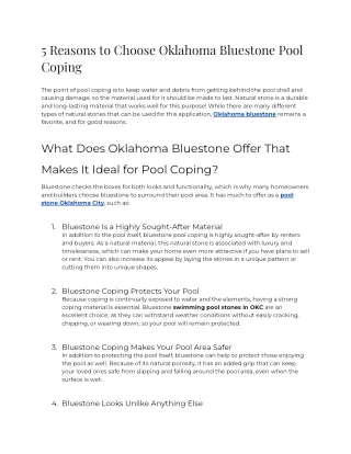 5 Reasons to Choose Oklahoma Bluestone Pool Coping