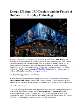 Energy Efficient LED Displays and the Future of Outdoor LED Display Technology