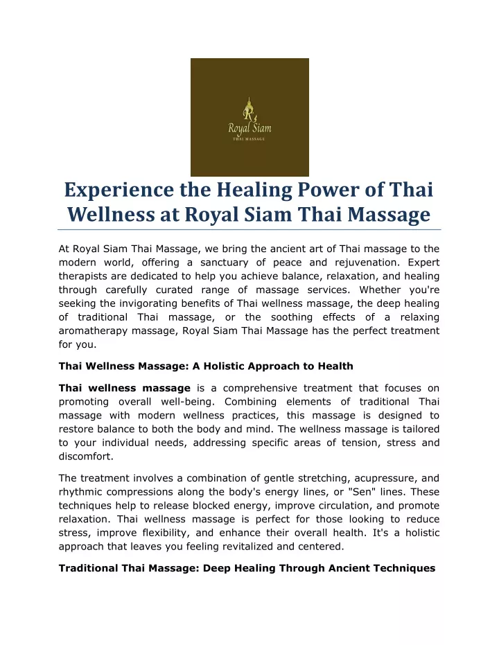 experience the healing power of thai wellness