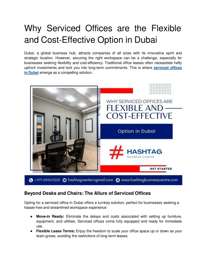 why serviced offices are the flexible and cost effective option in dubai