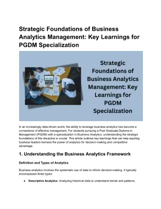 Strategic Foundations of Business Analytics Management_ Key Learnings for PGDM Specialization