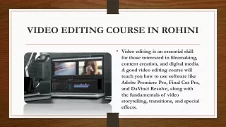 VIDEO EDITING COURSE IN ROHINI