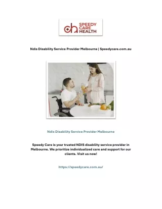 Ndis Disability Service Provider Melbourne | Speedycare.com.au