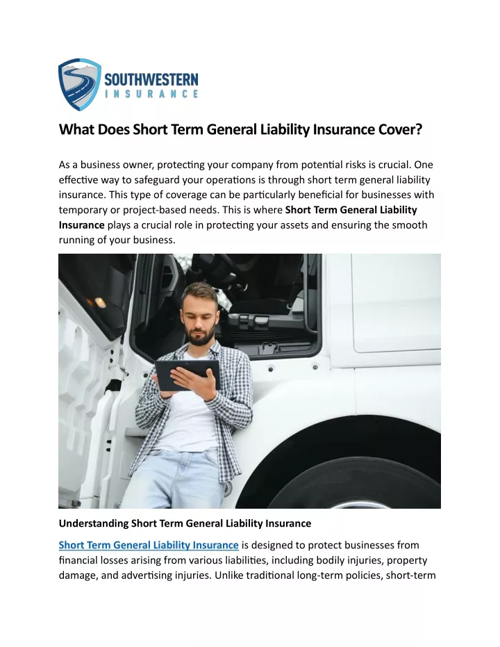 what does short term general liability insurance