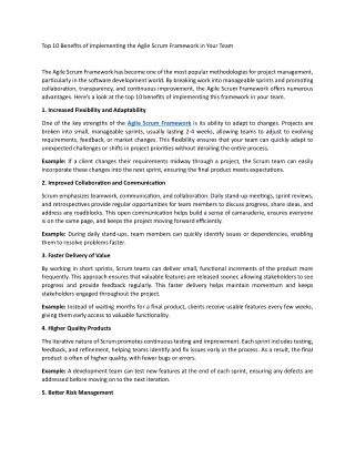 top 10 benefits of implementing the agile scrum