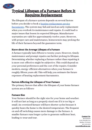 Typical Lifespan of a Furnace Before It Requires Replacement