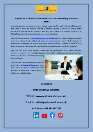 Improve Your Job Search with Professional Resume Writing Services in Chennai