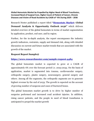 global hemostats market be propelled by higher