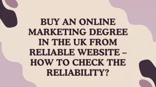 Buy an Online Marketing Degree in the UK from Reliable Website