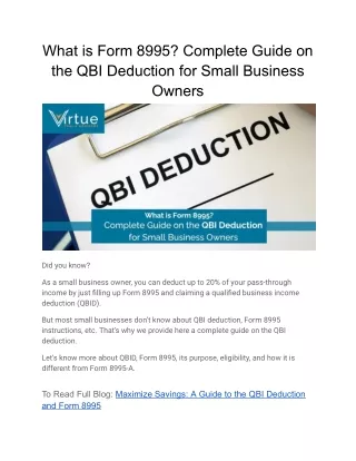 What is Form 8995? Complete Guide on the QBI Deduction for Small Business Owners