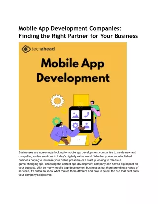 mobile app development companies finding
