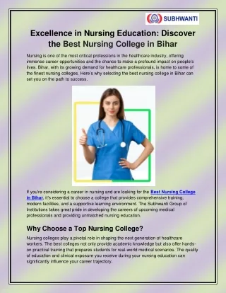 Best Nursing College in Bihar