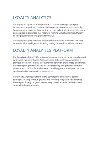 Loyalty Program Analytics