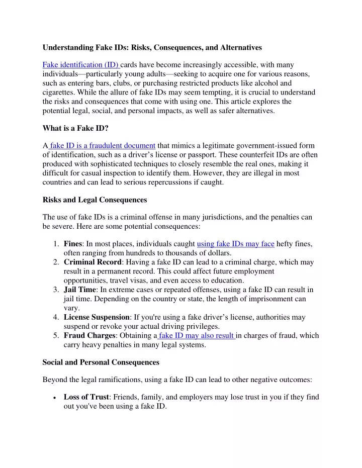 understanding fake ids risks consequences