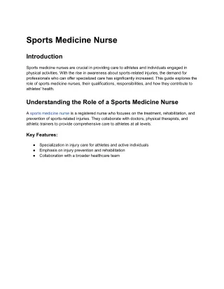 Sports Medicine Nurse