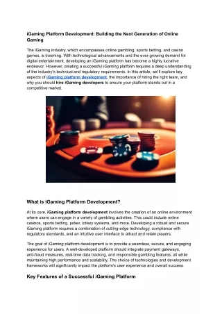 igaming platform development building the next