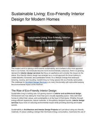 Sustainable Living_ Eco-Friendly Interior Design for Modern Homes