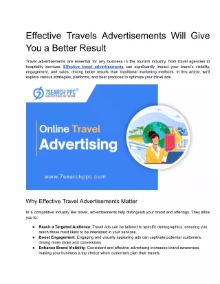 effective travels advertisements will give