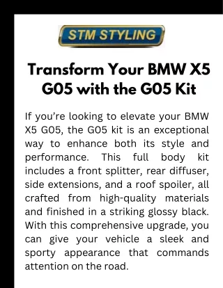 Transform Your BMW X5 G05 with the G05 Kit