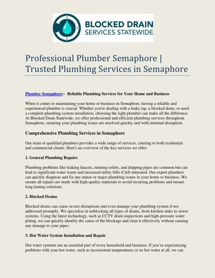 professional plumber semaphore trusted plumbing