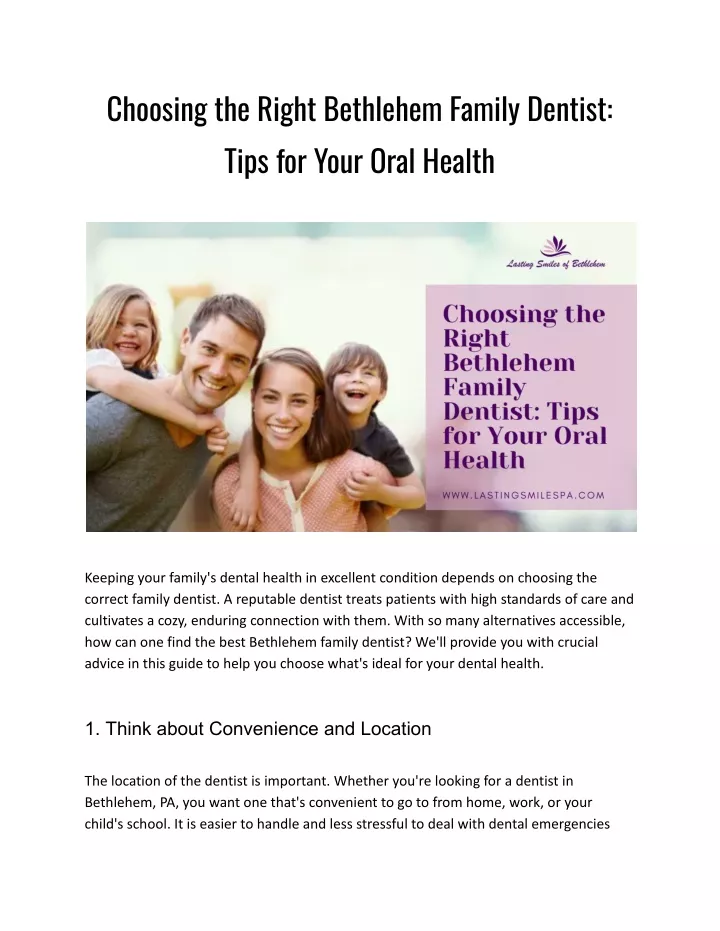 choosing the right bethlehem family dentist tips