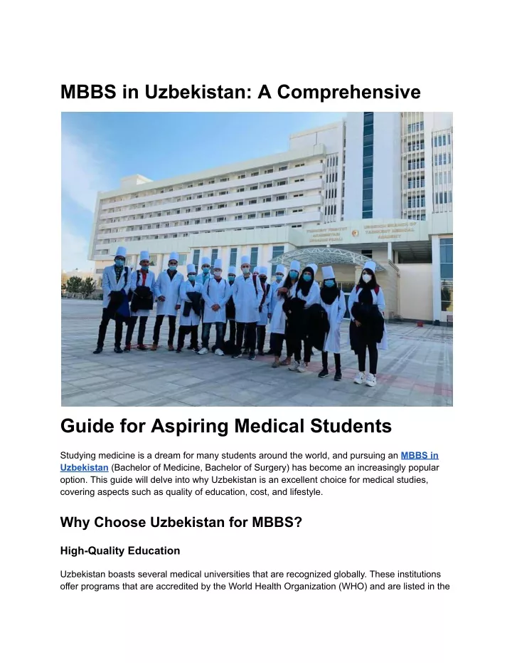 mbbs in uzbekistan a comprehensive