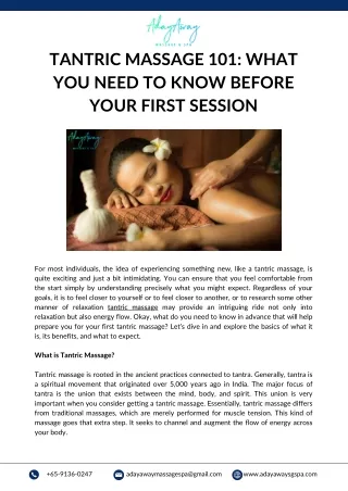 Tantric Massage 101 What You Need to Know Before Your First Session