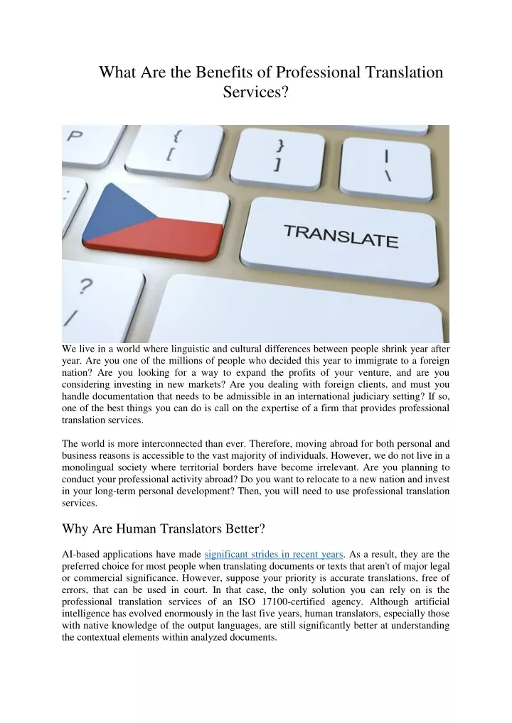 what are the benefits of professional translation